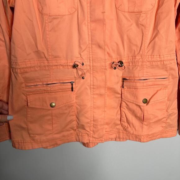 L.L Bean Women's Peach / Orange Utility Full Zip Lightweight Jacket Size Medium - Picture 3 of 9